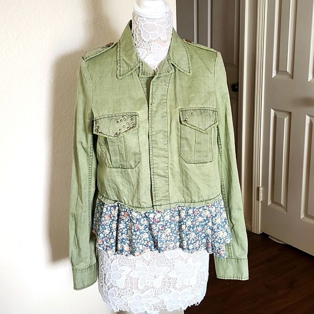 Free People Boho Coastal Cowgirl Western Military Cottagecore Jacket Size Small
